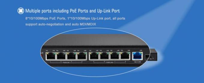 Schwärzen Sie 8 Energie des Hafen-Gigabit-48V über Ethernet-Schalter/1 Uplink/1 SFP