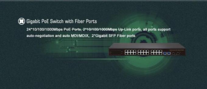 Standardenergie 48V über Ethernet-Schalter, 802.3at Kanal POE-Schalter des Gigabit-24