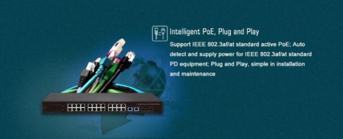 Standardenergie 48V über Ethernet-Schalter, 802.3at Kanal POE-Schalter des Gigabit-24